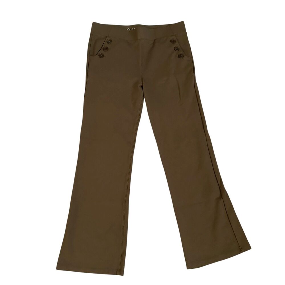 Betabrand Khaki Green Pull‎ On Career Yoga Pants Bookcut Size L Petite